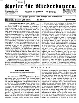 Kurier für Niederbayern Mittwoch 27. Juli 1853