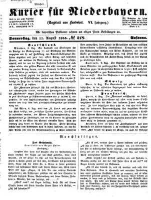 Kurier für Niederbayern Donnerstag 11. August 1853