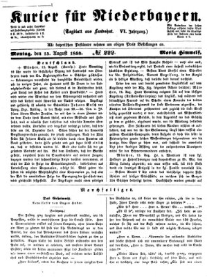 Kurier für Niederbayern Montag 15. August 1853