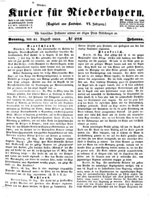 Kurier für Niederbayern Sonntag 21. August 1853