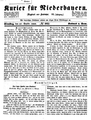 Kurier für Niederbayern Dienstag 27. September 1853