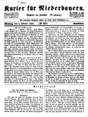 Kurier für Niederbayern Montag 3. Oktober 1853