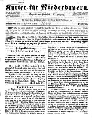 Kurier für Niederbayern Mittwoch 5. Oktober 1853