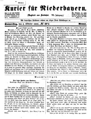 Kurier für Niederbayern Donnerstag 6. Oktober 1853