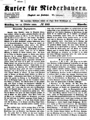 Kurier für Niederbayern Samstag 15. Oktober 1853