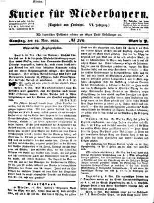 Kurier für Niederbayern Samstag 12. November 1853