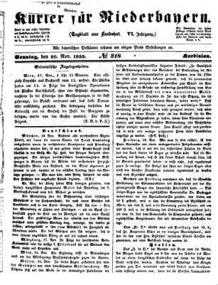 Kurier für Niederbayern Sonntag 20. November 1853