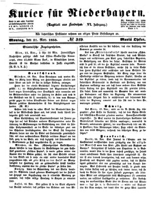 Kurier für Niederbayern Montag 21. November 1853