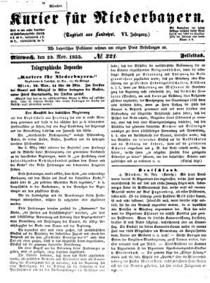 Kurier für Niederbayern Mittwoch 23. November 1853