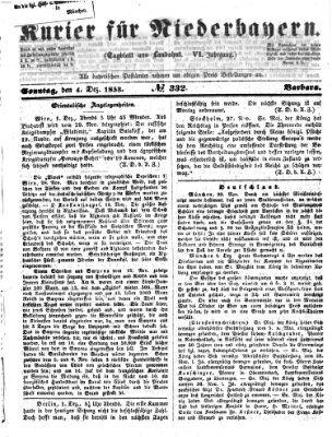 Kurier für Niederbayern Sonntag 4. Dezember 1853