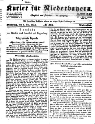 Kurier für Niederbayern Mittwoch 7. Dezember 1853