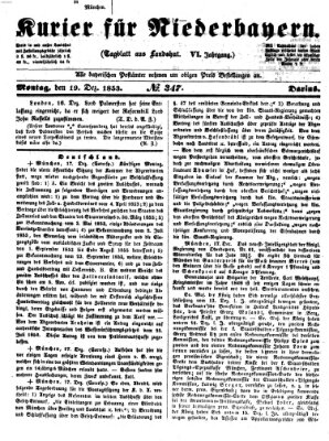 Kurier für Niederbayern Montag 19. Dezember 1853