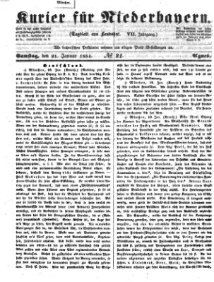 Kurier für Niederbayern Samstag 21. Januar 1854