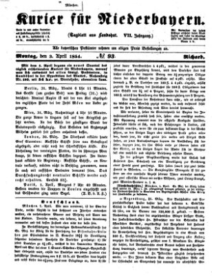 Kurier für Niederbayern Montag 3. April 1854