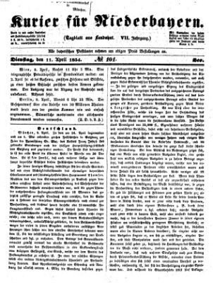 Kurier für Niederbayern Dienstag 11. April 1854