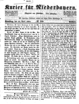 Kurier für Niederbayern Samstag 22. April 1854