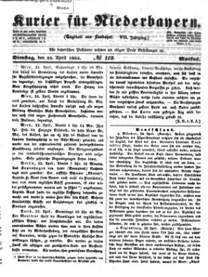 Kurier für Niederbayern Dienstag 25. April 1854