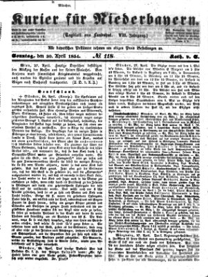 Kurier für Niederbayern Sonntag 30. April 1854