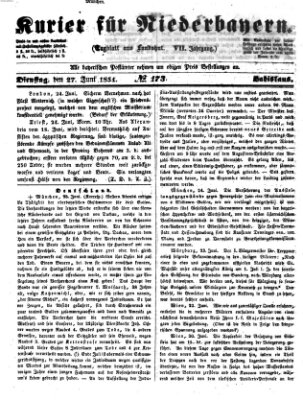 Kurier für Niederbayern Dienstag 27. Juni 1854