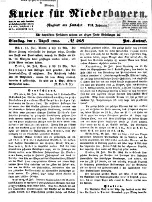 Kurier für Niederbayern Dienstag 1. August 1854