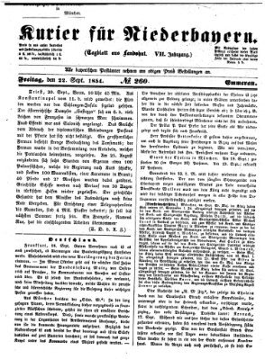 Kurier für Niederbayern Freitag 22. September 1854