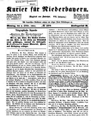 Kurier für Niederbayern Montag 2. Oktober 1854