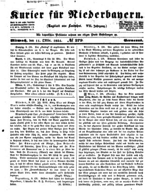 Kurier für Niederbayern Mittwoch 11. Oktober 1854