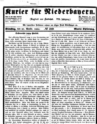 Kurier für Niederbayern Dienstag 21. November 1854