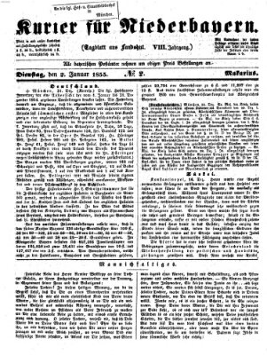 Kurier für Niederbayern Dienstag 2. Januar 1855