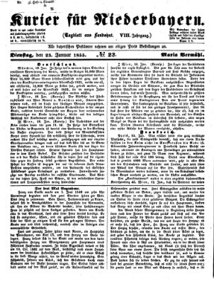 Kurier für Niederbayern Dienstag 23. Januar 1855