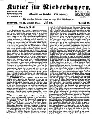 Kurier für Niederbayern Mittwoch 31. Januar 1855