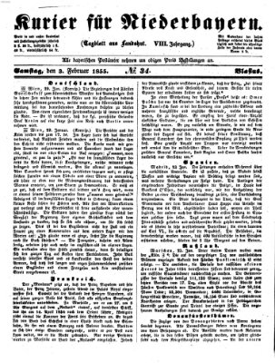 Kurier für Niederbayern Samstag 3. Februar 1855