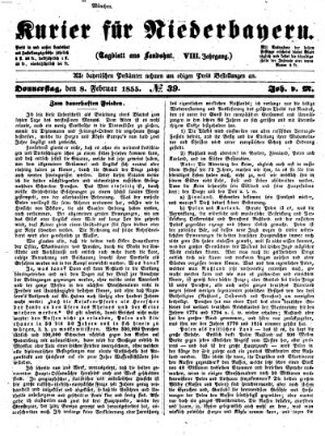 Kurier für Niederbayern Donnerstag 8. Februar 1855