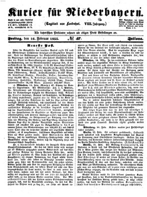 Kurier für Niederbayern Freitag 16. Februar 1855