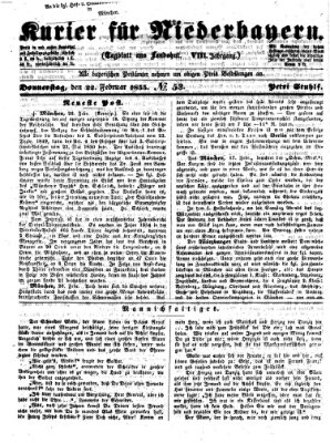 Kurier für Niederbayern Donnerstag 22. Februar 1855