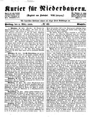 Kurier für Niederbayern Freitag 2. März 1855