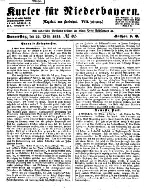 Kurier für Niederbayern Donnerstag 22. März 1855