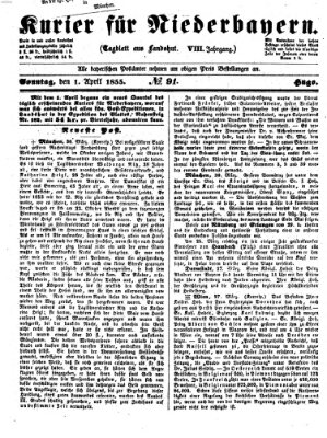 Kurier für Niederbayern Sonntag 1. April 1855