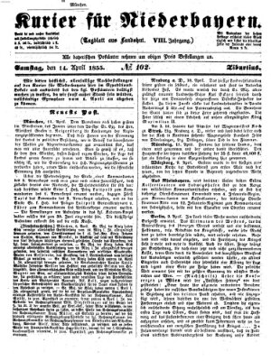 Kurier für Niederbayern Samstag 14. April 1855