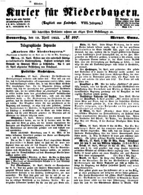 Kurier für Niederbayern Donnerstag 19. April 1855