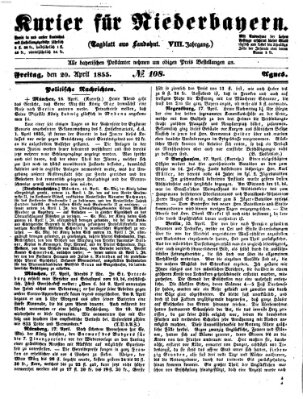 Kurier für Niederbayern Freitag 20. April 1855