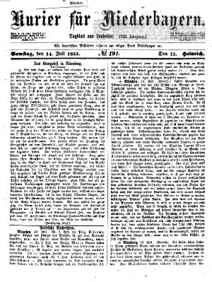 Kurier für Niederbayern Samstag 14. Juli 1855