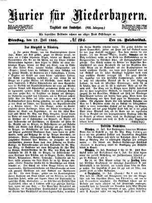 Kurier für Niederbayern Dienstag 17. Juli 1855