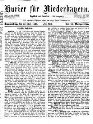 Kurier für Niederbayern Donnerstag 19. Juli 1855