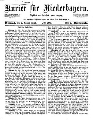 Kurier für Niederbayern Mittwoch 1. August 1855