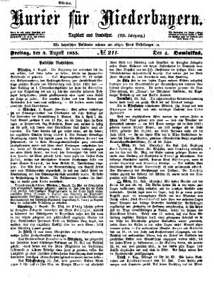 Kurier für Niederbayern Freitag 3. August 1855