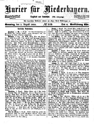 Kurier für Niederbayern Sonntag 5. August 1855