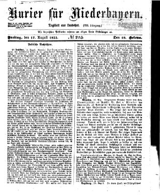 Kurier für Niederbayern Freitag 17. August 1855