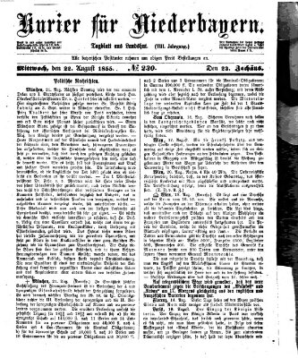 Kurier für Niederbayern Mittwoch 22. August 1855