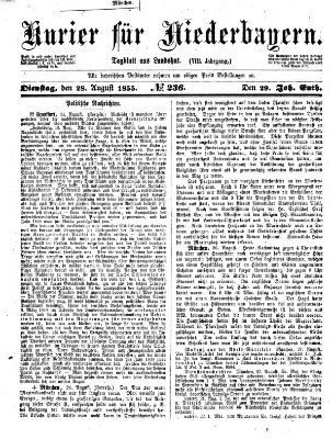 Kurier für Niederbayern Dienstag 28. August 1855